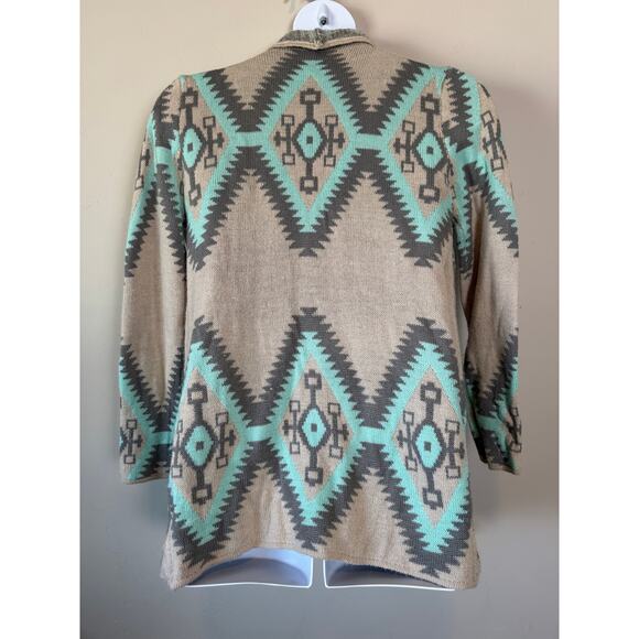 Renee C Womens Sz L Aztec Tribal Southwest Oversized Wool Mohair Knit Cardigan - Picture 7 of 9